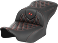 RoadSofa™ Seat - without Backrest - Carbon Fiber - Lattice Stitch - Red Stitch - FLTR/FLHX '23-'24