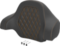 Deluxe Tour Pack Sissy Bar Pad - Carbon Fiber - Orange Lattice Stitch