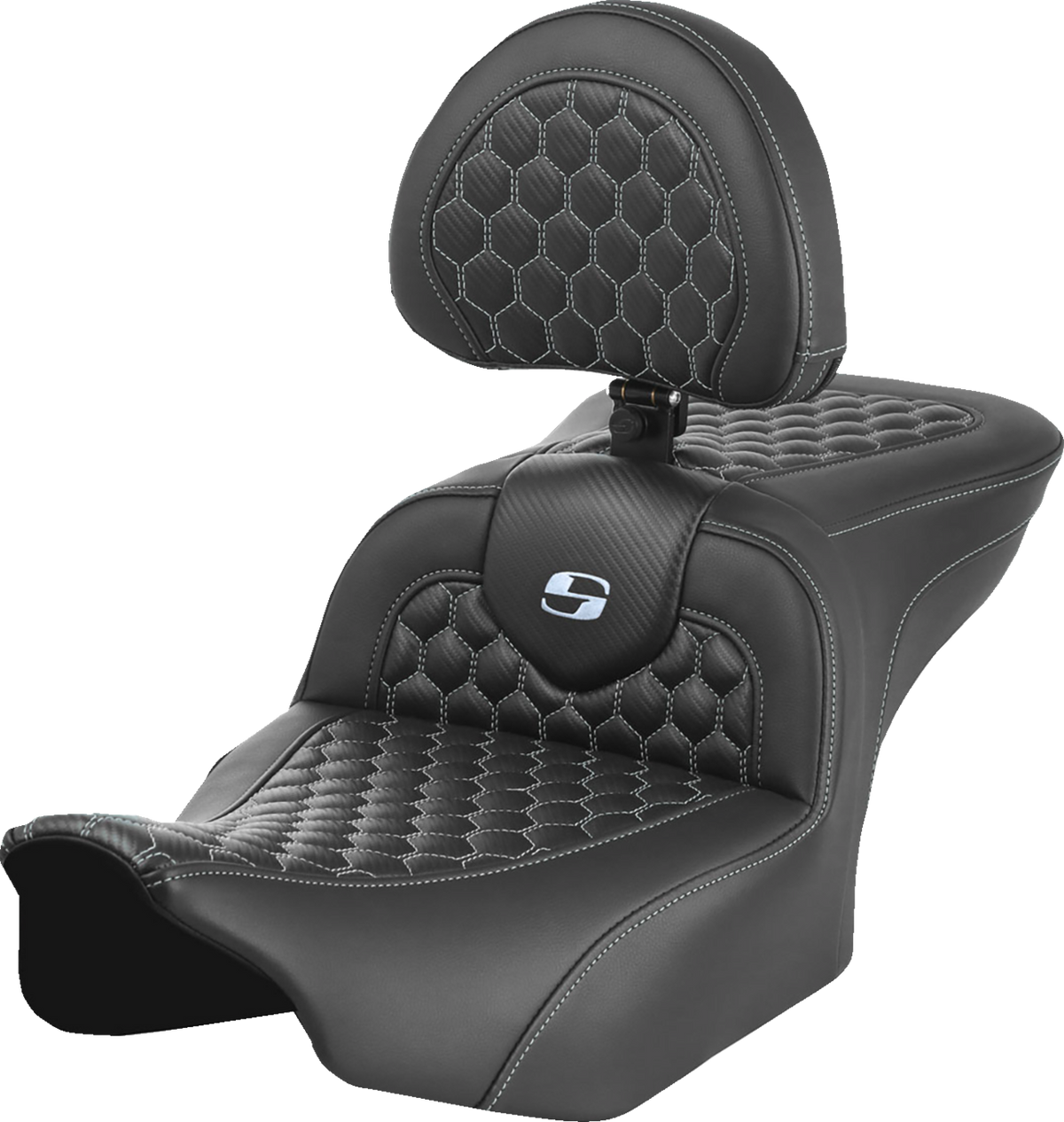 Roadsofa™ Seat - with Backrest - Honeycomb - Silver Stitch - FLTR/FLHX '23-'24