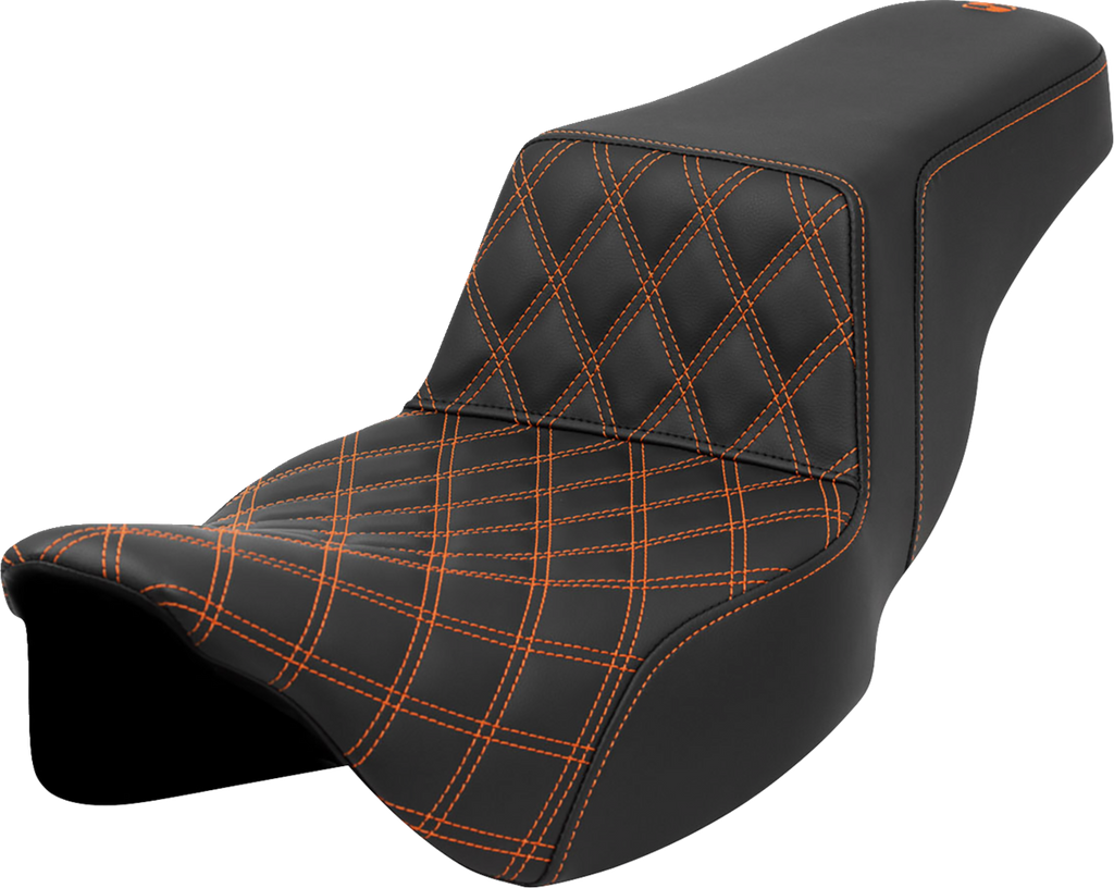 Step-Up Seat - Front Lattice Stitch - Orange Stitch - Extended Reach - FLH/FLT '08-'23