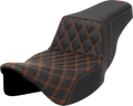 Step-Up Seat - Front Lattice Stitch - Orange Stitch - Extended Reach - FLH/FLT '08-'23