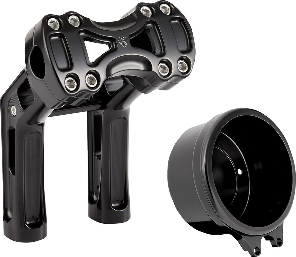 Wayback Risers - 7" - Softail - 4" Round Gauge - Black
