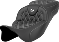 Extended Reach Roadsofa™ Seat - Lattice Stitch - White Stitch - without Backrest - FL '08-'24