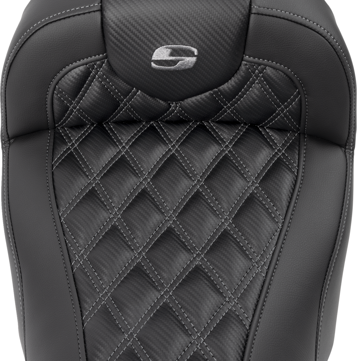 RoadSofa™ Seat - without Backrest - Carbon Fiber - Lattice Stitch - Gray Stitch - FLTR/FLHX '23-'24