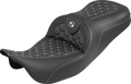 RoadSofa™ Tri Gripper Seat - Standard Reach - Silver Stitch - w/o Backrest - FLH/FLT '08-'25