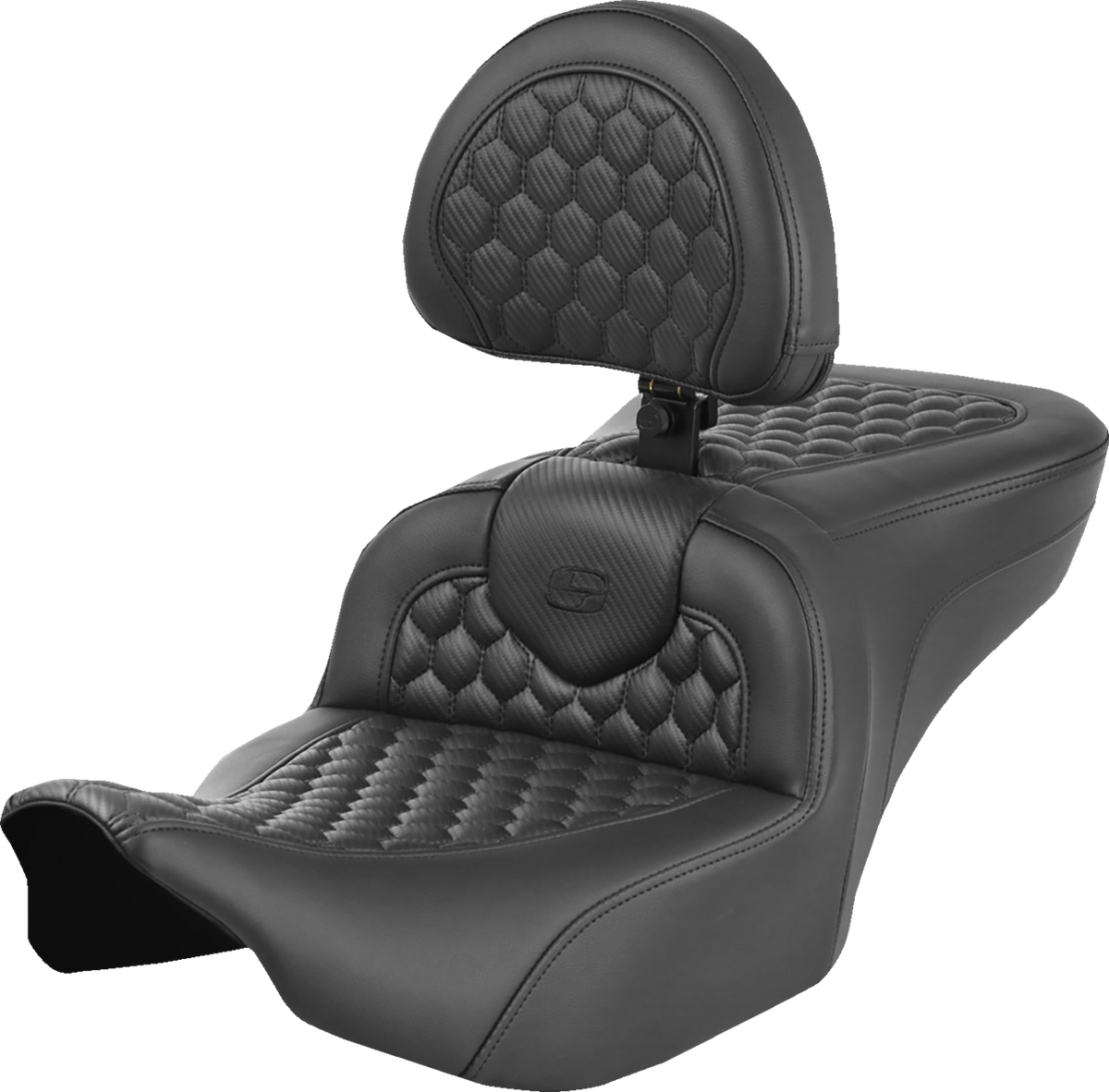 Heated RoadSofa™ Seat - Honeycomb Stitch - w/ Backrest - FLH/FLT '23-'24