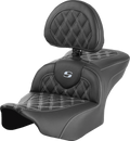 RoadSofa™ Seat - with Backrest - Lattice Stitch - Silver Stitch - FLTR/FLHX '23-'24