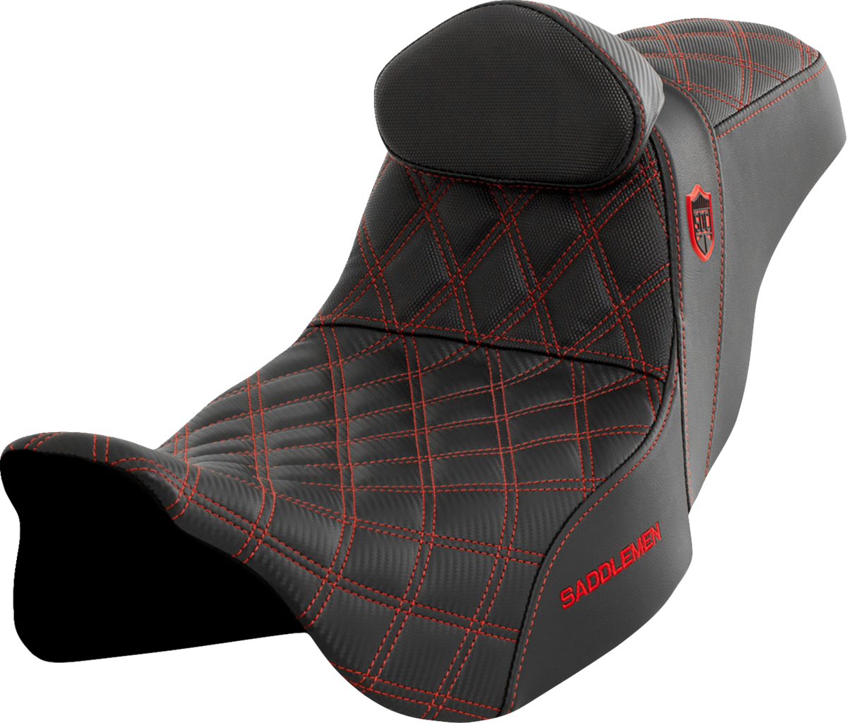 Pro Series SDC Performance Seat - w/ Backrest - Red Stitch - FLH/FLT '08-'23