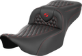 Roadsofa™ Extended Reach Seat - without Backrest - Honeycomb - Red Stitch - FLTR/FLHX '23-'24