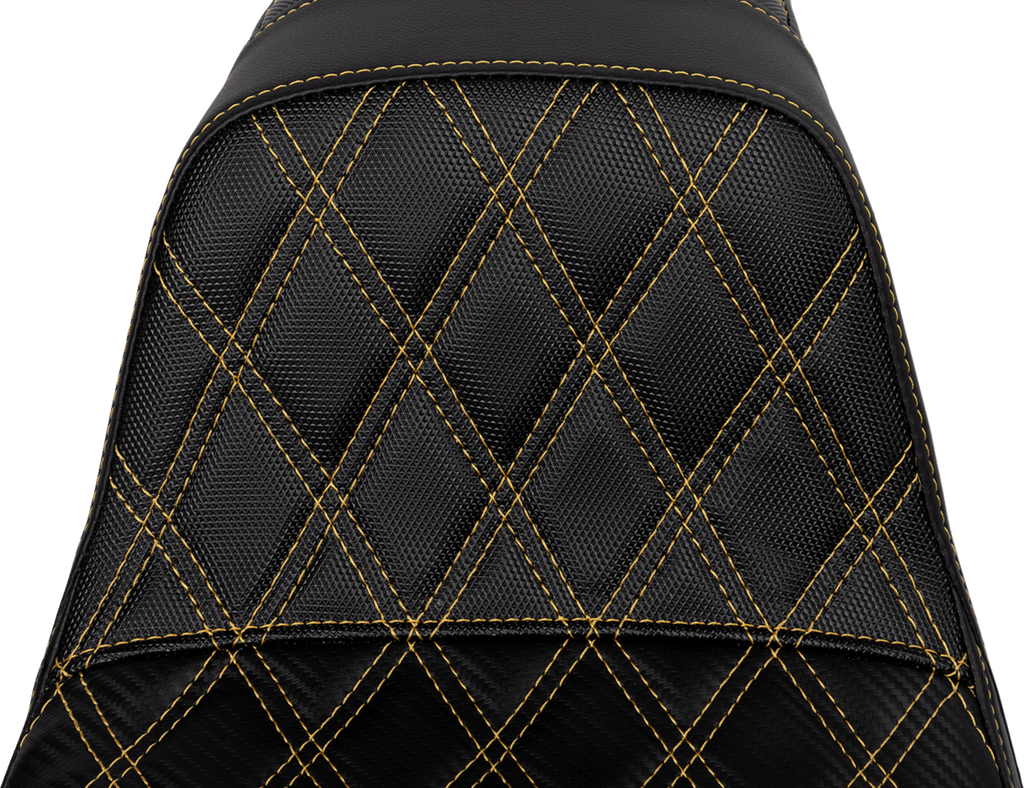 Pro Series SDC Performance Seat - Carbon Fiber/Lumbar Gripper - Gold Stitch - Dyna '06-'17