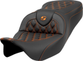 Roadsofa™ Seat - Lattice Stitch - Orange Stitch - without Backrest - FLH/FLT '08-'23