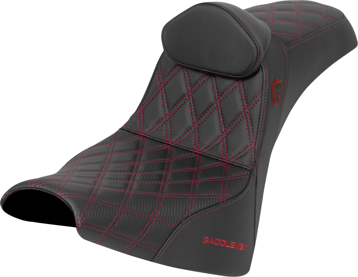 Pro Series SDC Performance Seat - w/ Backrest - Red Stitch - Gripper - FXBB/FXST '18-'25