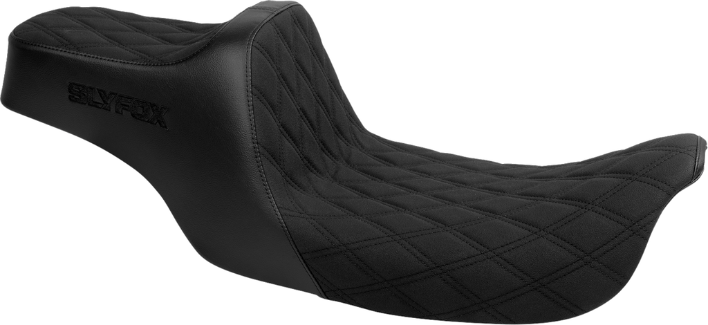 High Noon Seat - Double Diamond - Black Logo - Black Stitch - FLH/FLT '97-'07