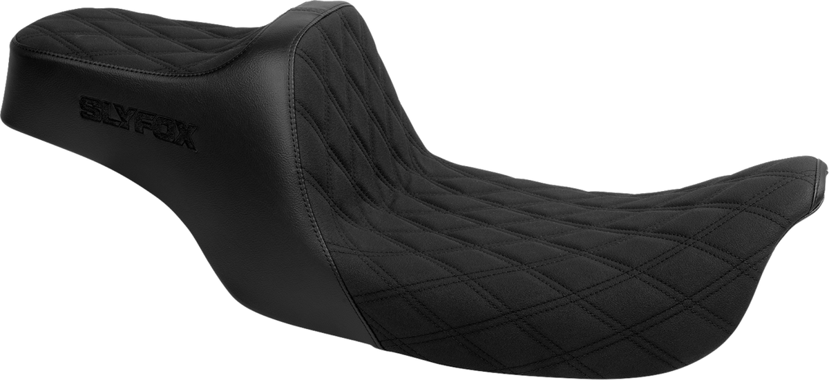 High Noon Seat - Double Diamond - Black Logo - Black Stitch - FLH/FLT '97-'07