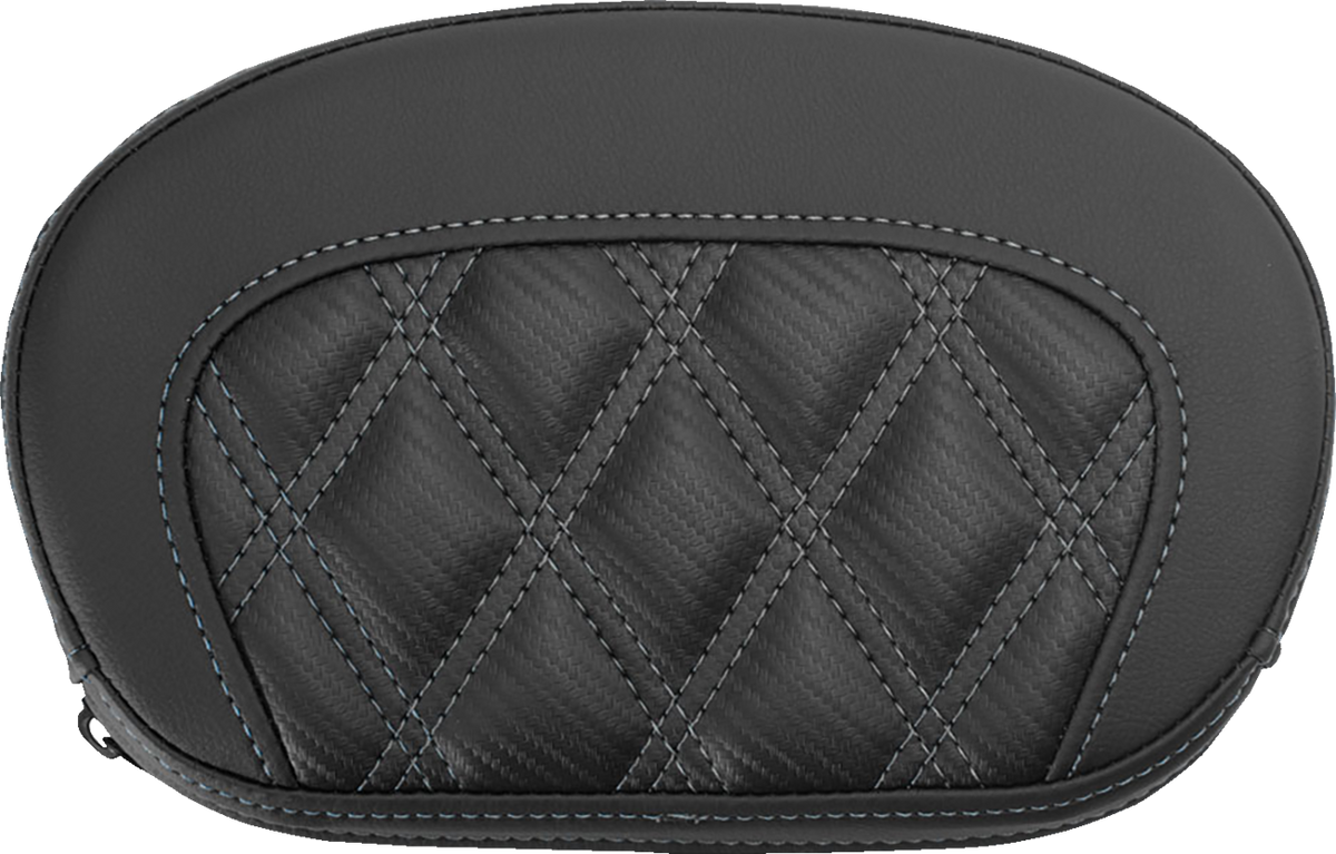 Mini Contour Sissy Bar Pad - Lattice Stitch - Carbon Fiber - Gray Stitch