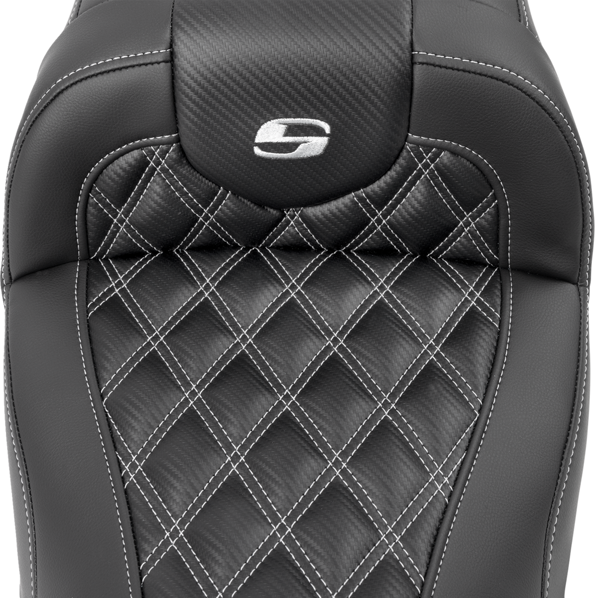 RoadSofa™ Carbon Fiber Seat - w/o Backrest - Lattice Stitch - Silver Stitch - FL/FX '23-'24