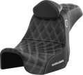 Pro Series SDC Performance Seat - w/ Backrest - White Stitch - Dyna '06-'17