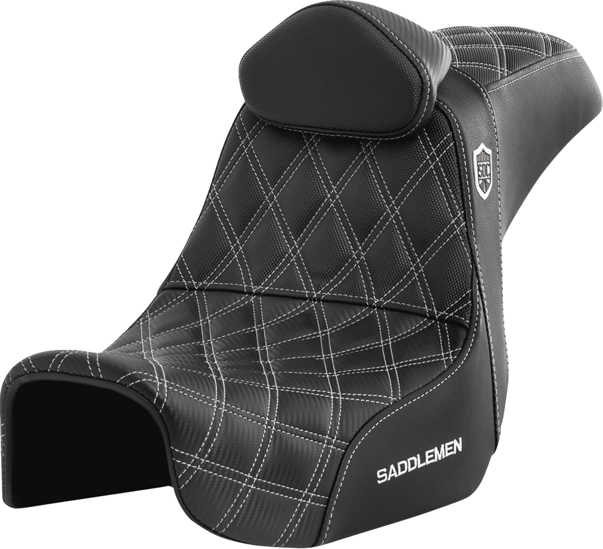 Pro Series SDC Performance Seat - w/ Backrest - White Stitch - Dyna '06-'17