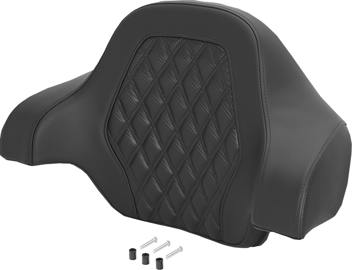 Deluxe Tour Pack Sissy Bar Pad - Carbon Fiber - Black Lattice Stitch