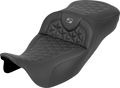 RoadSofa™ Tri Gripper Seat - Extended Reach - Gray Stitch - w/o Backrest - FLH/FLT '08-'25