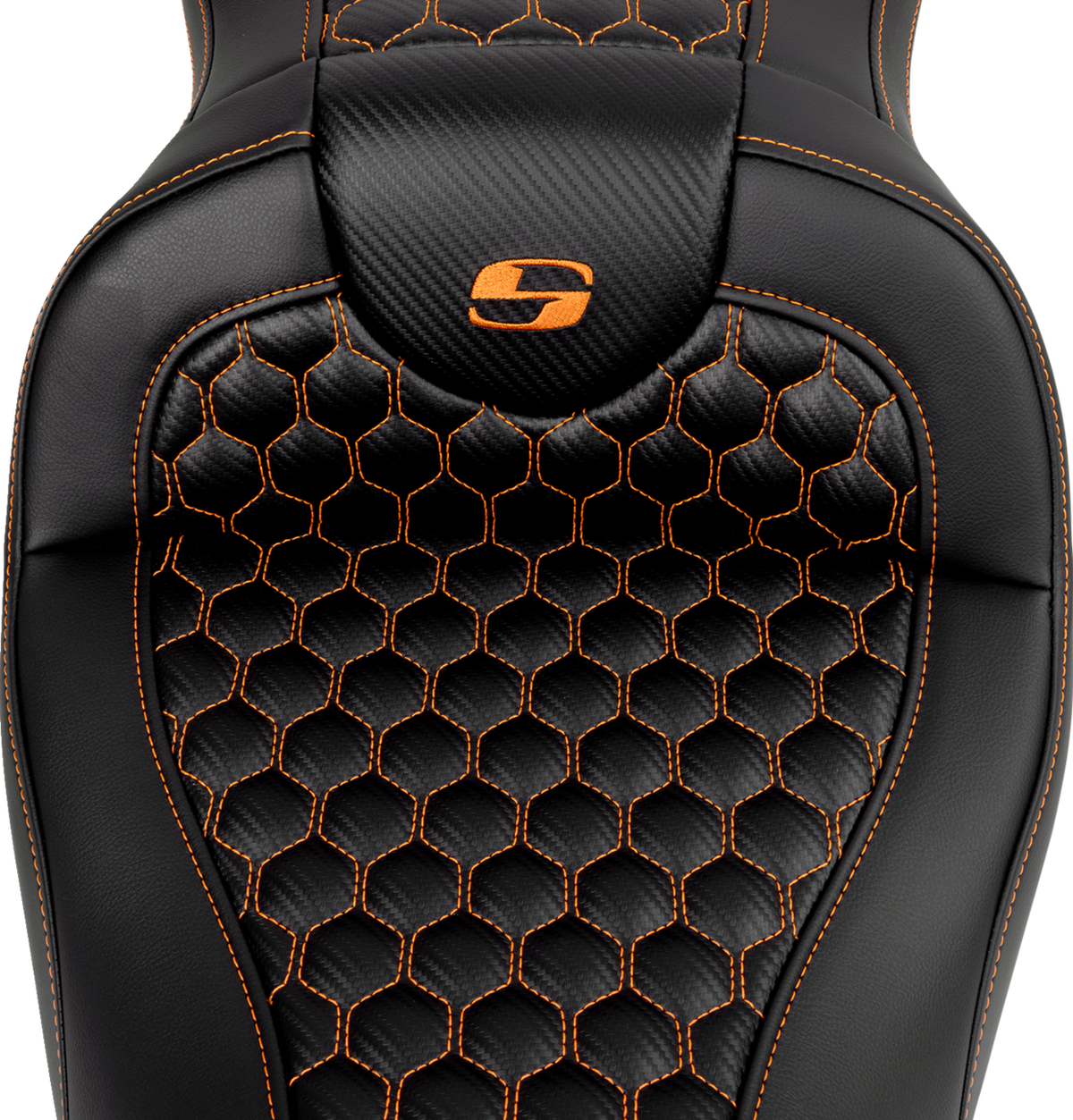 RoadSofa™ Seat - Honeycomb - Orange Stitch - without Backrest - FLH/FLT '08-'23