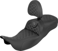 RoadSofa™ Tri Gripper Seat - Extended Reach - Gray Stitch - w/ Backrest - FLH/FLT '08-'25