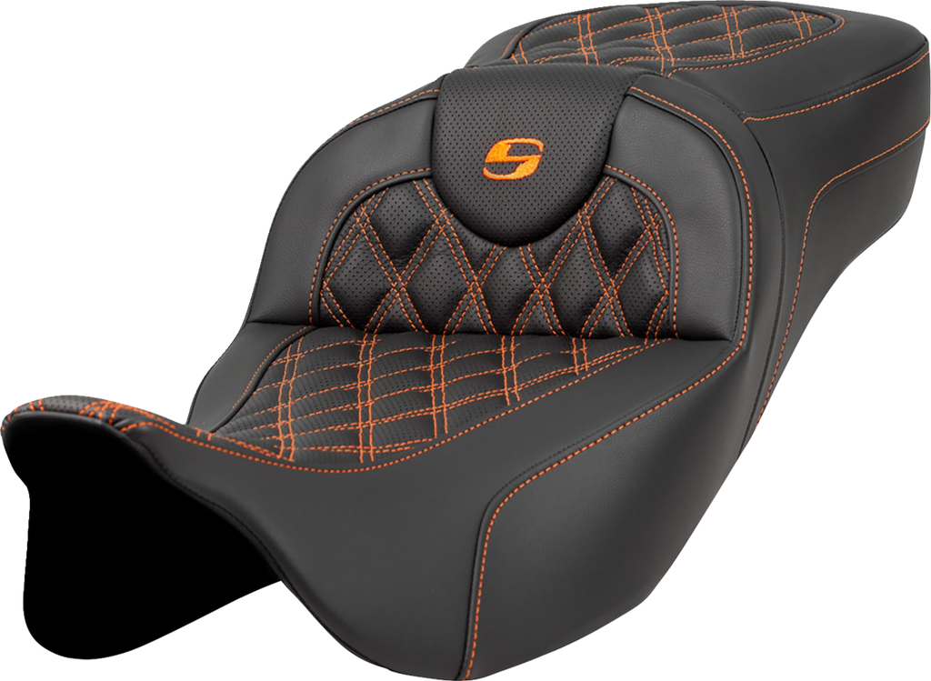 Extended Reach Roadsofa™ Seat - Lattice Stitch - Orange Stitch - without Backrest - FL '08-'24