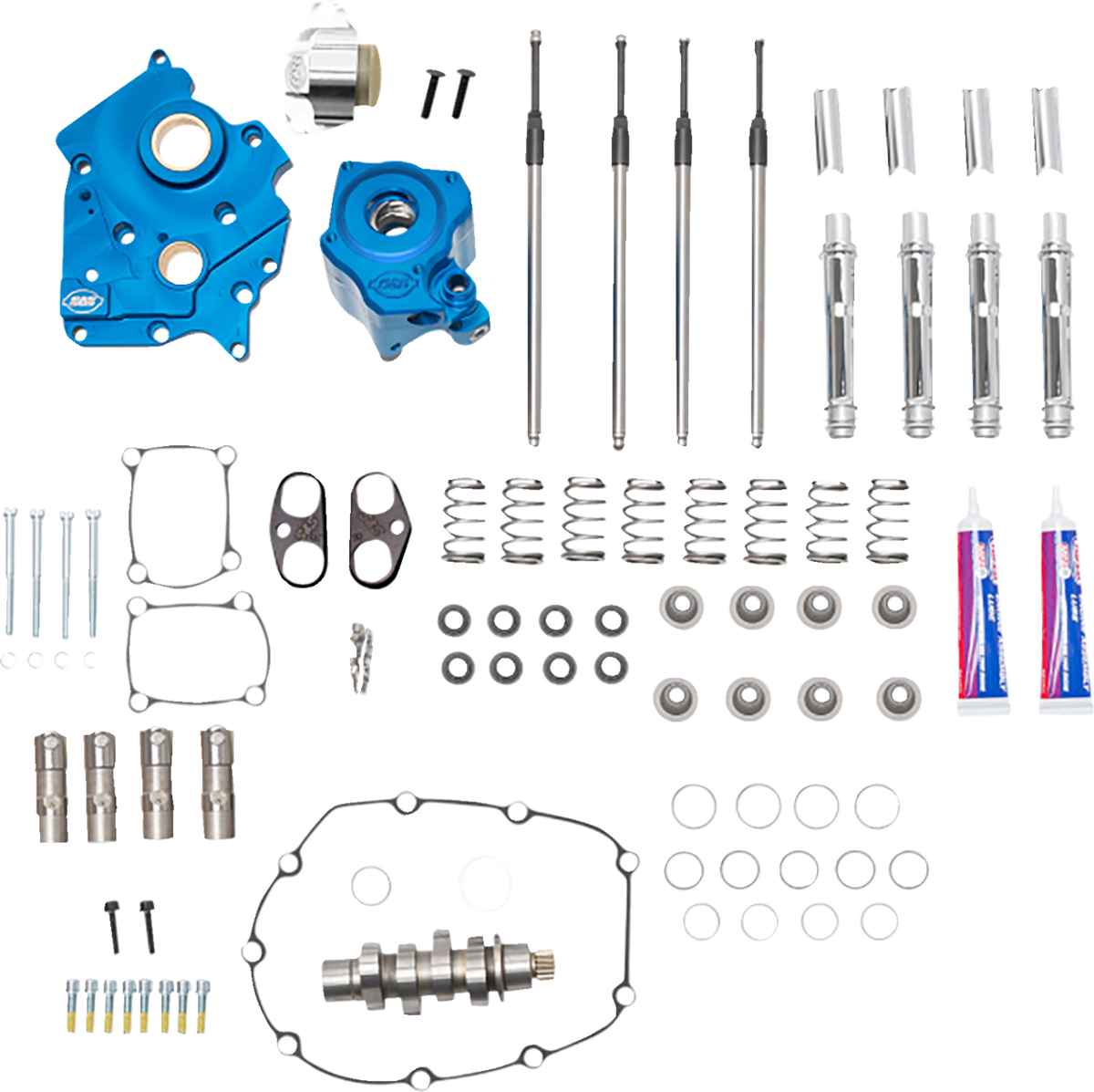 Cam Chest Kit - Water Cooled - Chain Drive - 540 Cam - Chrome Pushrod Tubes - M8