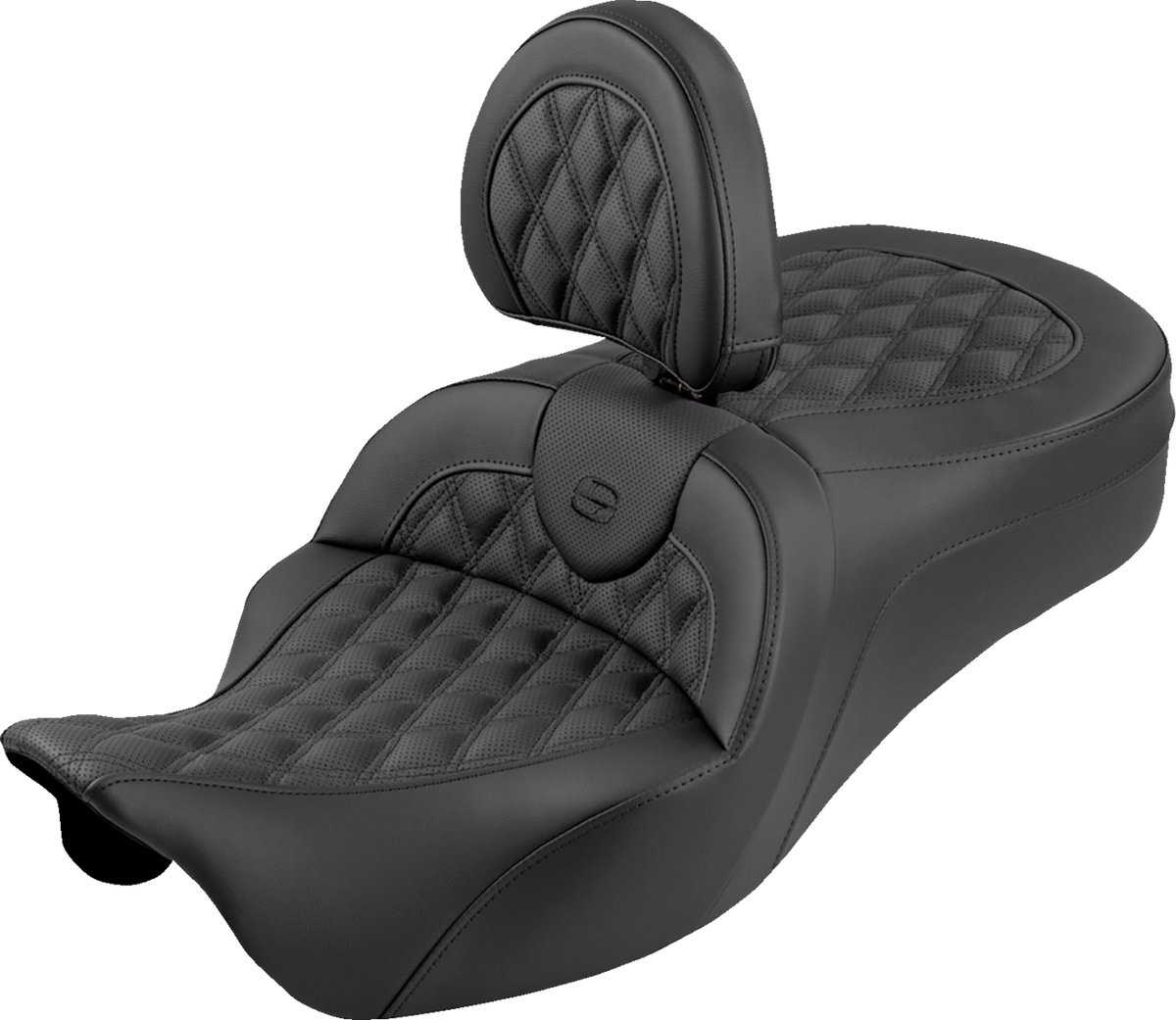 Roadsofa™ King Seat - With Backrest - Black Lattice Stitch - FLHTCUTG '09-'25