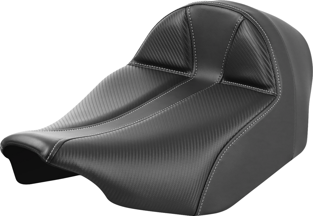 Dominator Solo Seat - Carbon Fiber w/ Silver Stitch - Extended Reach - FLT/FLH '23-'24