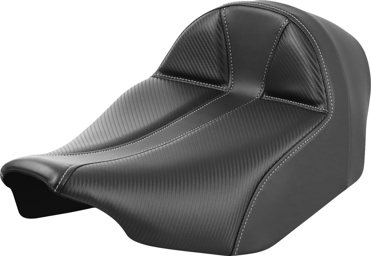 Dominator Solo Seat - Carbon Fiber w/ Silver Stitch - Extended Reach - FLT/FLH '23-'24