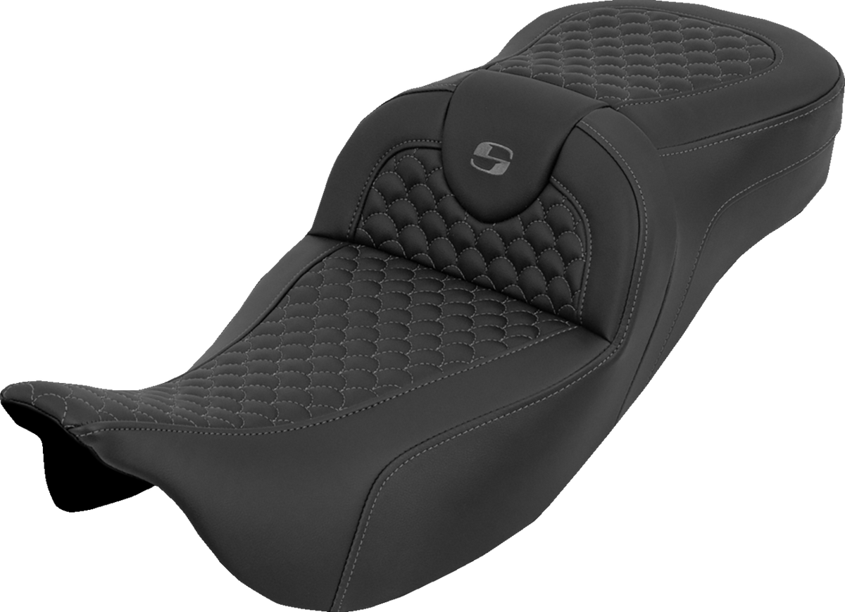 Extended Reach RoadSofa™ Seat - Dragon Scale - w/o Backrest - Gray Stitch - FLH/FLT '08-'25