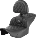 RoadSofa™ Seat - with Backrest - Lattice Stitch - Gray Stitch - FLTR/FLHX '23-'24