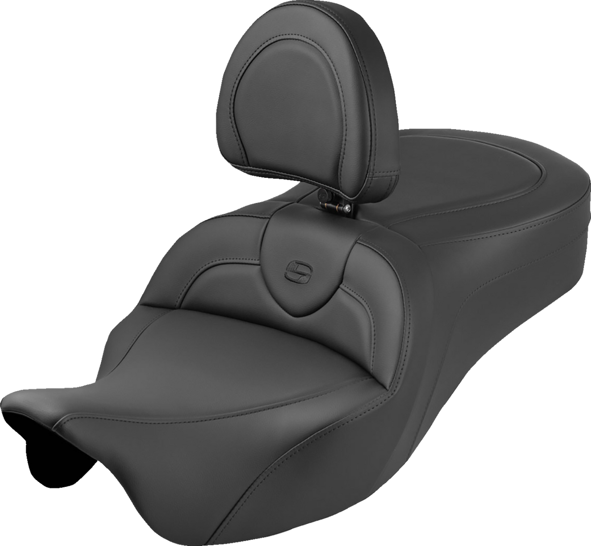 Roadsofa™ King Seat - With Backrest - Plain Black Stitch - FLHTCUTG '09-'25
