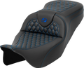 RoadSofa™ Seat - Honeycomb - Blue Stitch - without Backrest - FLH/FLT '08-'23