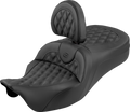 Roadsofa™ King Seat - With Backrest - Lattice Stitch - Black Stitch - FLH/FLT '08-'25