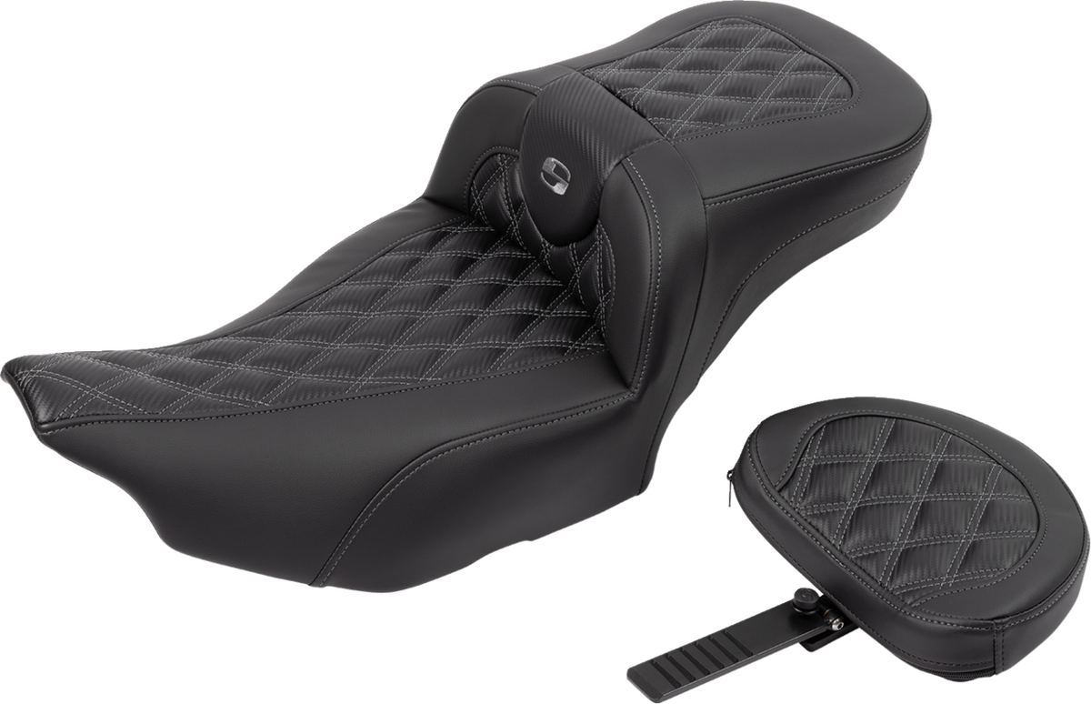 Roadsofa™ Extended Reach Seat - without Backrest - Lattice Stitch - Gray Stitch - FLTR/FLHX '23-'24