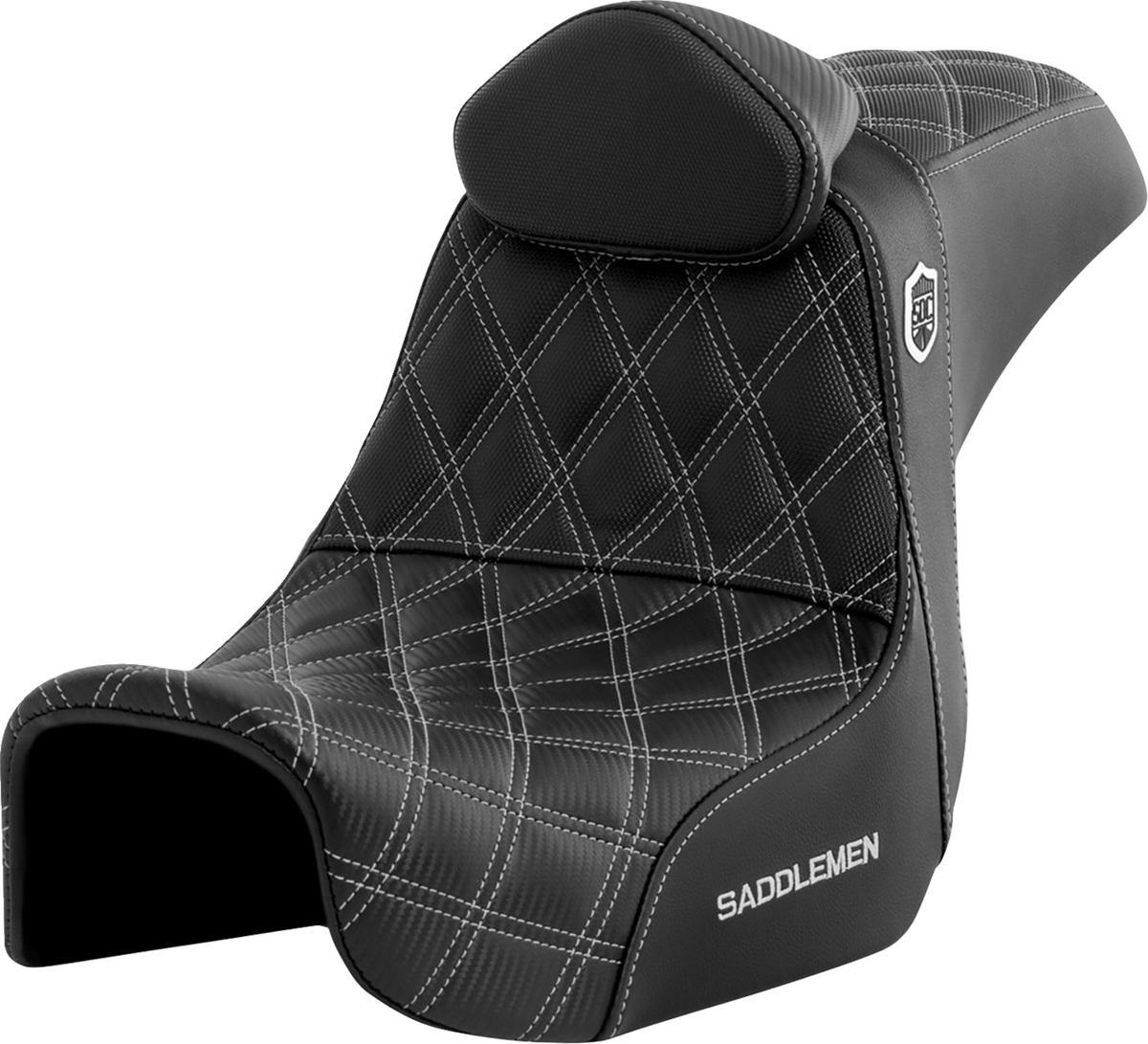 Pro Series SDC Performance Seat - w/ Backrest - Silver Stitch - Dyna '06-'17