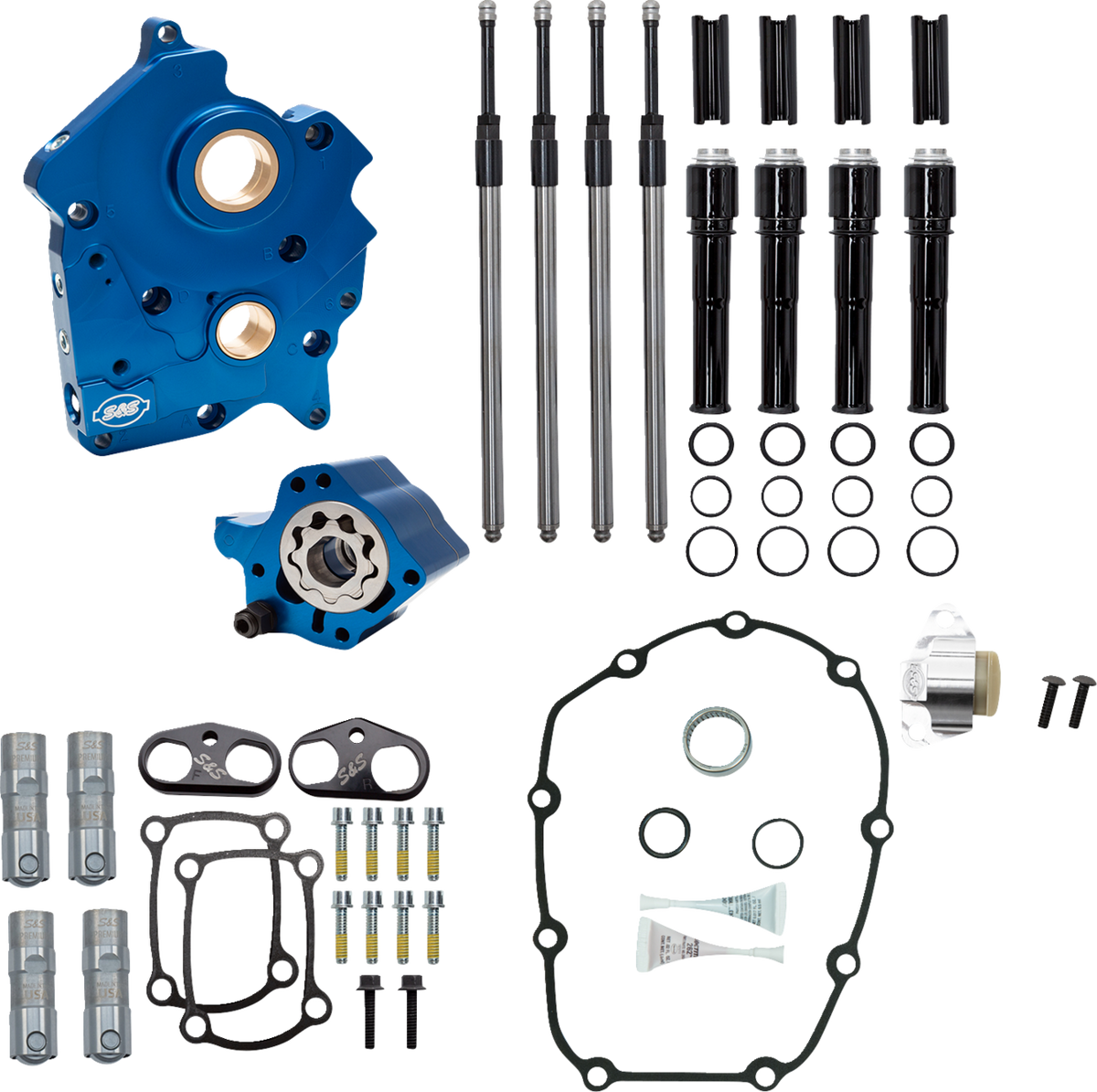 Cam Chest - Water Cooled - Chain Drive - Black Pushrod Tubes - M8