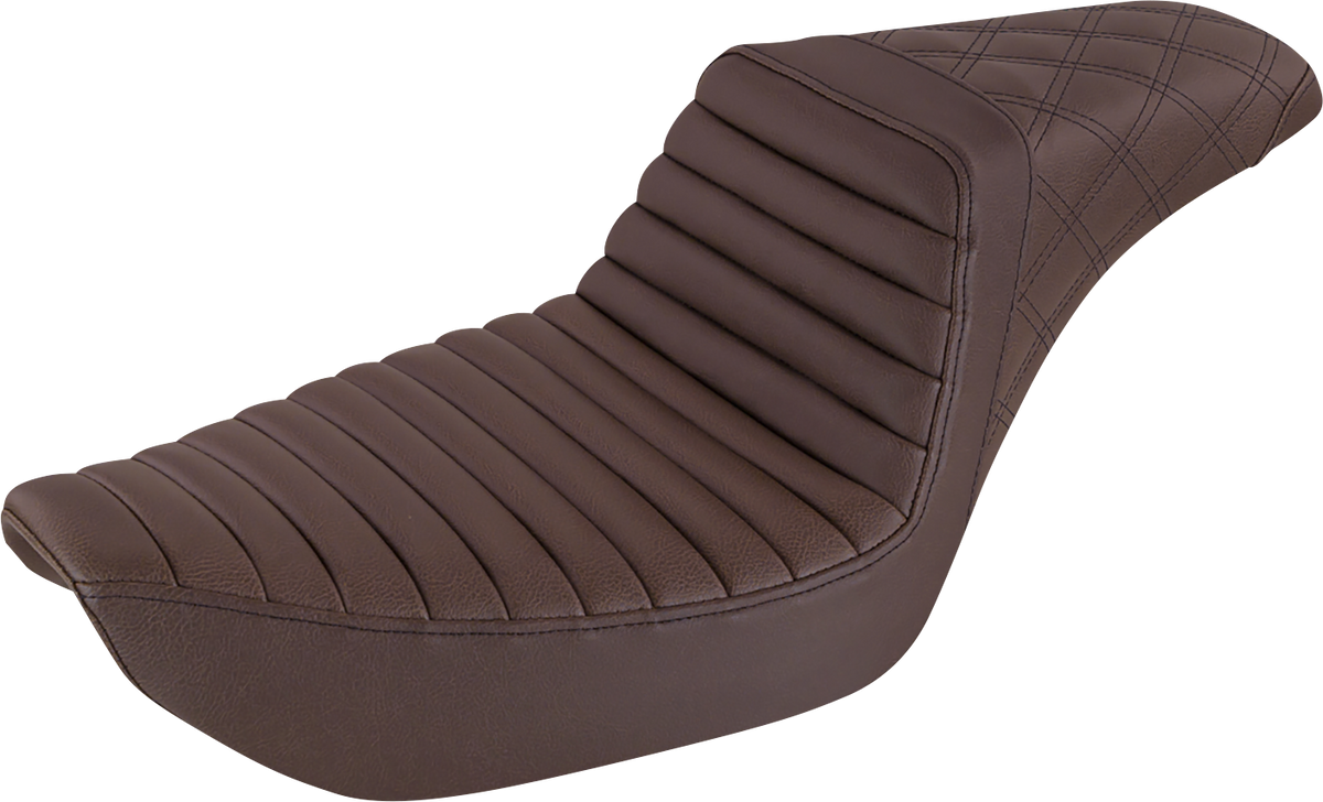 Step-Up Seat - Front Tuck-n-Roll/Rear Lattice Stitch - Brown - Dyna