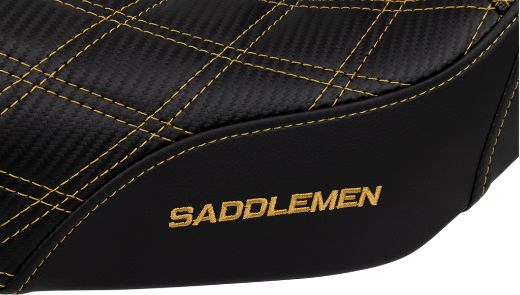 Pro Series SDC Performance Seat - Carbon Fiber/Lumbar Gripper - Gold Stitch - Dyna '06-'17