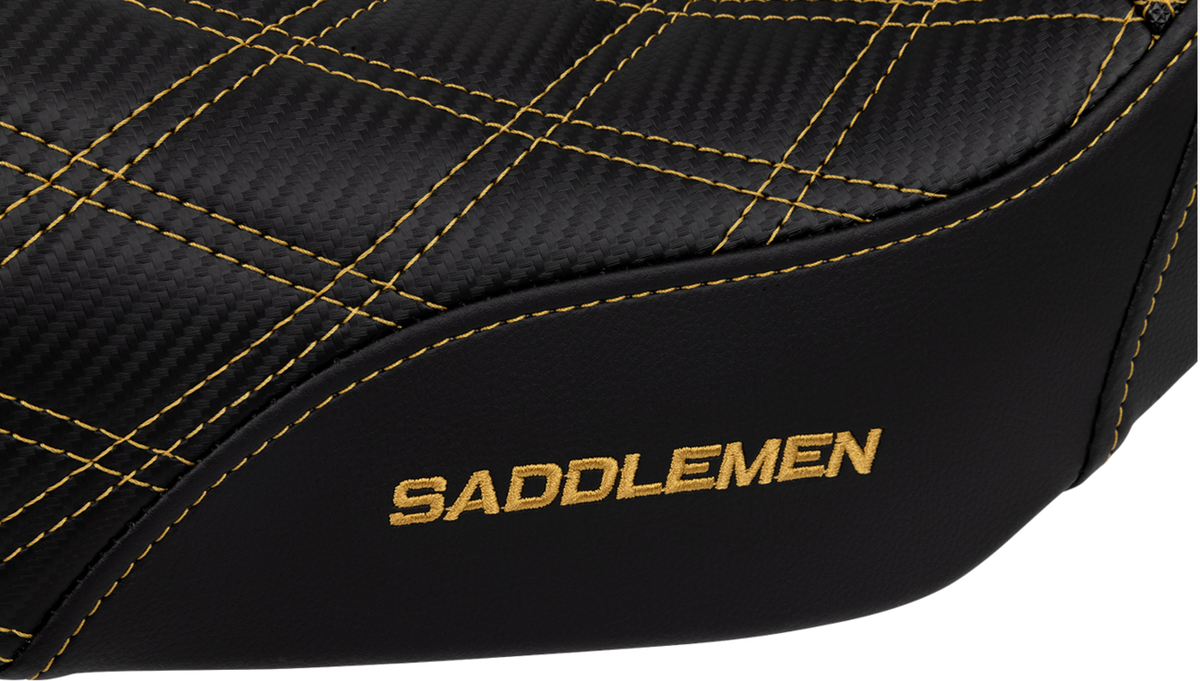 Pro Series SDC Performance Seat - Carbon Fiber/Lumbar Gripper - Gold Stitch - Dyna '06-'17