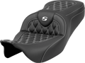 Roadsofa™ Seat - Lattice Stitch - White Stitch - without Backrest - FLH/FLT '08-'23