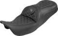 RoadSofa™ Tri Gripper Seat - Standard Reach - Gray Stitch - w/o Backrest - FLH/FLT '08-'25