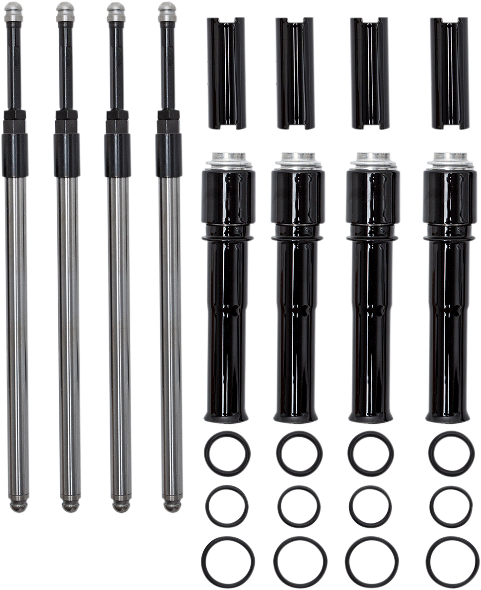 Quickee Pushrods Kit with Gloss Black Covers - Twin Cam