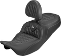 Roadsofa™ Carbon Fiber Seat - Lattice - Silver Stitch - With Backrest - FLH/FLT '08-'25