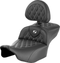 Roadsofa™ Extended Reach Seat - with Backrest - Lattice Stitch - White Stitch - FLTR/FLHX '23-'24