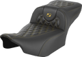 Extended Reach Roadsofa™ Seat - Carbon Fiber - without Backrest - Gold Lattice Stitch - FL '23-'25