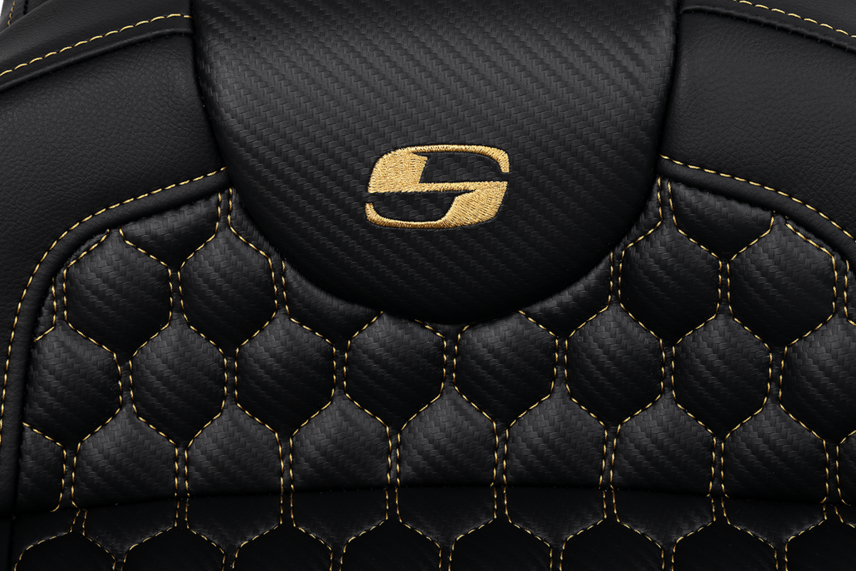 RoadSofa™ Seat - Honeycomb - Gold Stitch - Extended Reach - without Backrest - FLH/FLT '08-'24