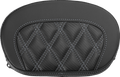 Mini Contour Sissy Bar Pad - Lattice Stitch - Carbon Fiber - Silver Stitch